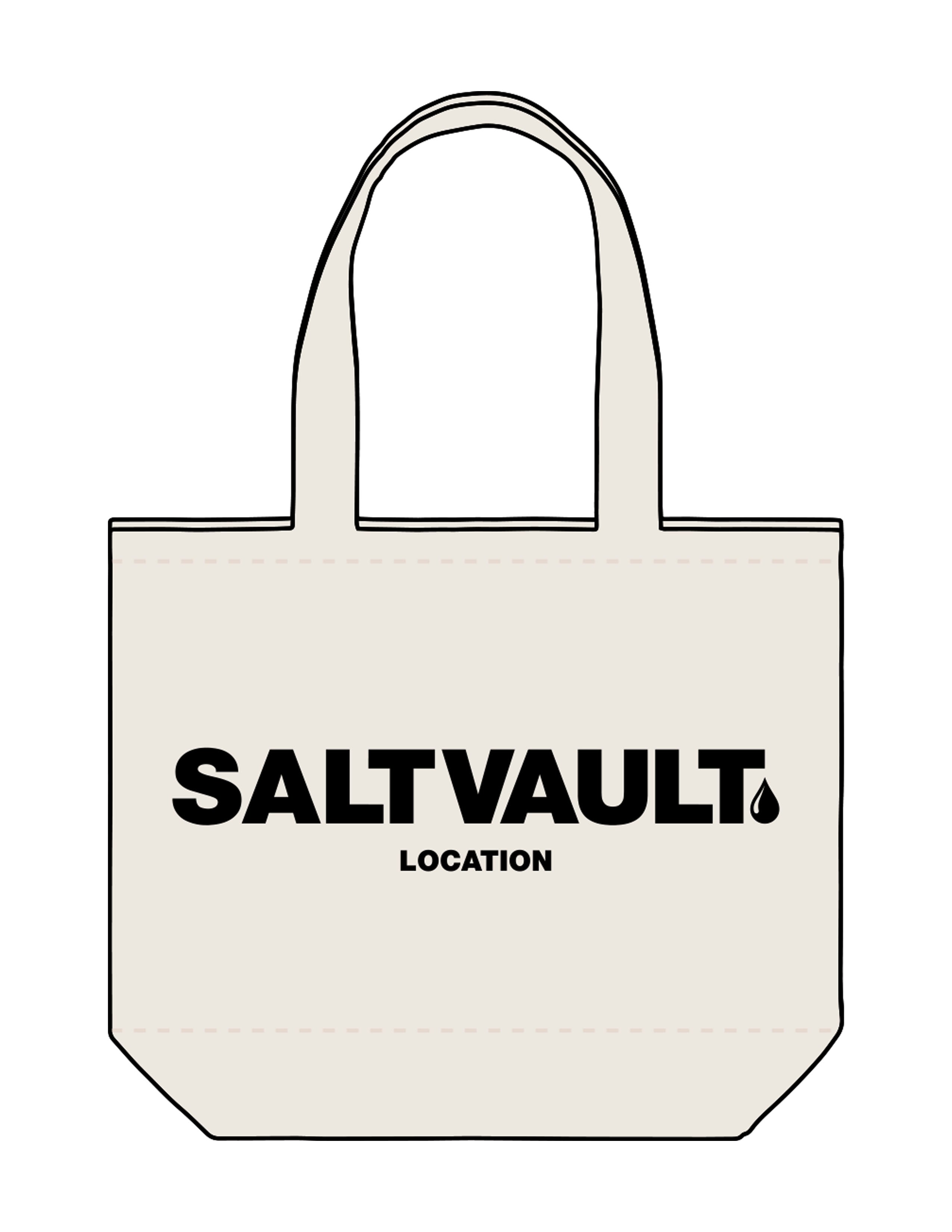 The Zipper Tote Bag - Natural - Saltvault Location - Center Body - Printed - Black