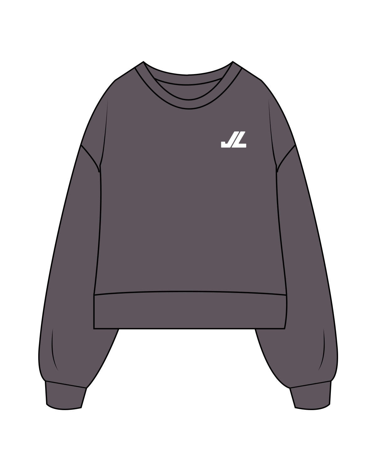 The Womens Heavyweight Crop - Graphite - JL Marketing - Left Chest - Embroidered - White