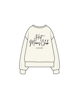 The Womens Heavyweight Crewneck - Off White - New Mom School - Left Chest Logo & Center Back Stacked - Printed - Black