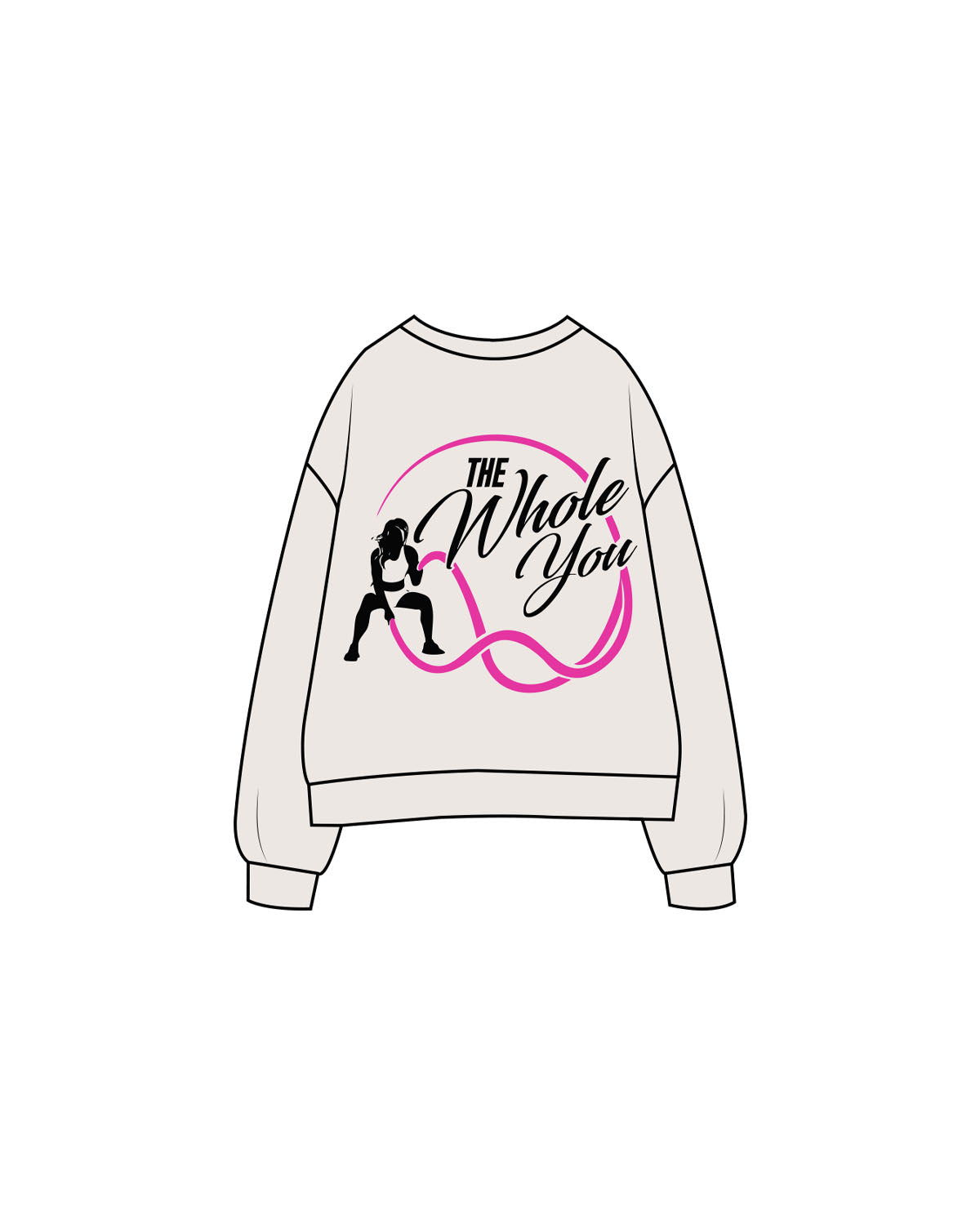 The Womens Crewneck - Bone - The Whole You Wellness - Left Chest & Back Image - Printed - Full Color