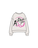 The Womens Crewneck - Bone - The Whole You Wellness - Left Chest & Back Image - Printed - Full Color