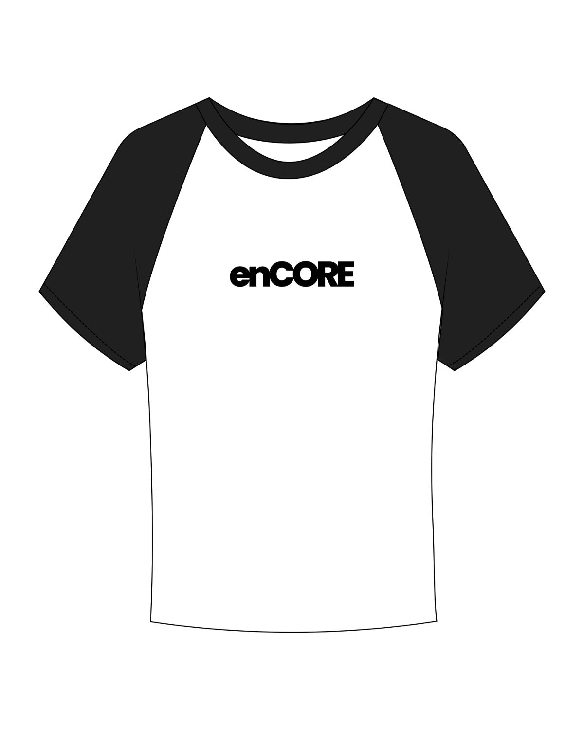 The Micro Rib Baby Tee - White / Black - enCore Pilates - Center Chest - Printed - Black