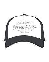 THE FOAM TRUCKER HAT - White / Coal - CORE REFORM - "Hot Girls" Center Crown Logo - Printed -  Coal