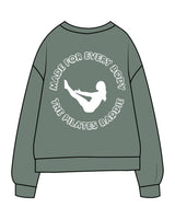 The Midweight Unisex Crewneck - Washed Alpine - Pilates Baddie - Left Chest Arc & Back Round - Printed - White