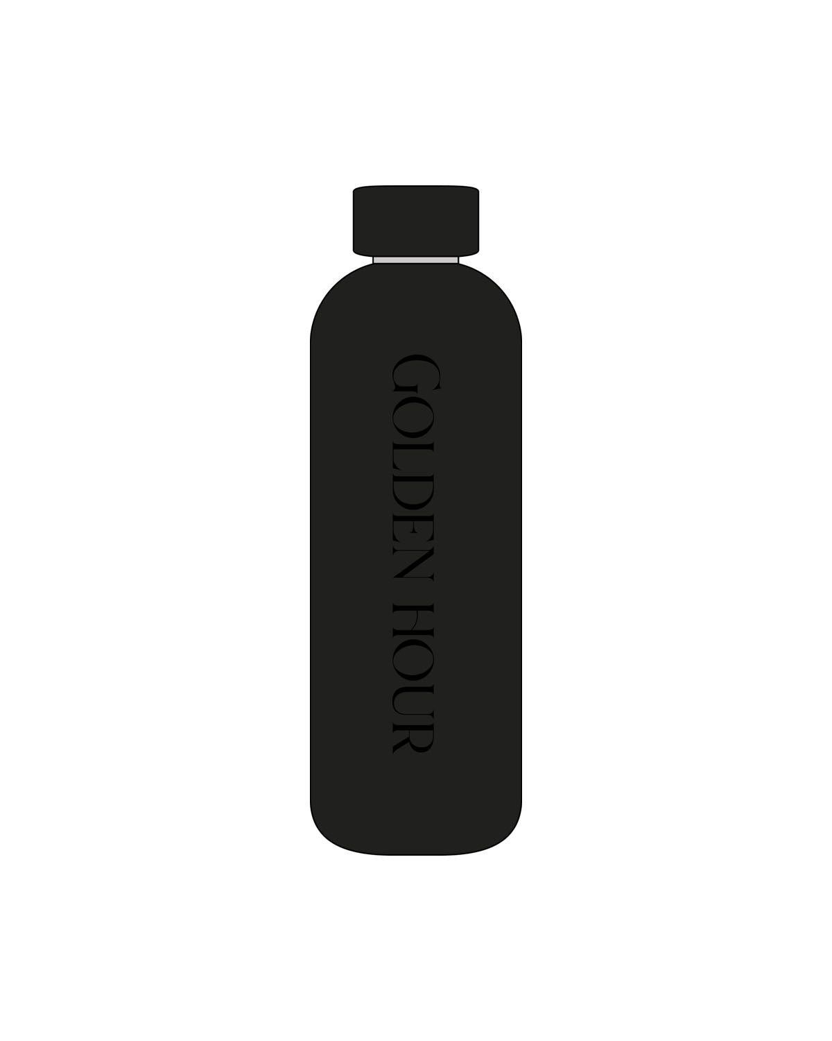 The Water Bottle - Black - Golden Hour Pilates - Vertical Text - Printed - Glossy Tone on Tone