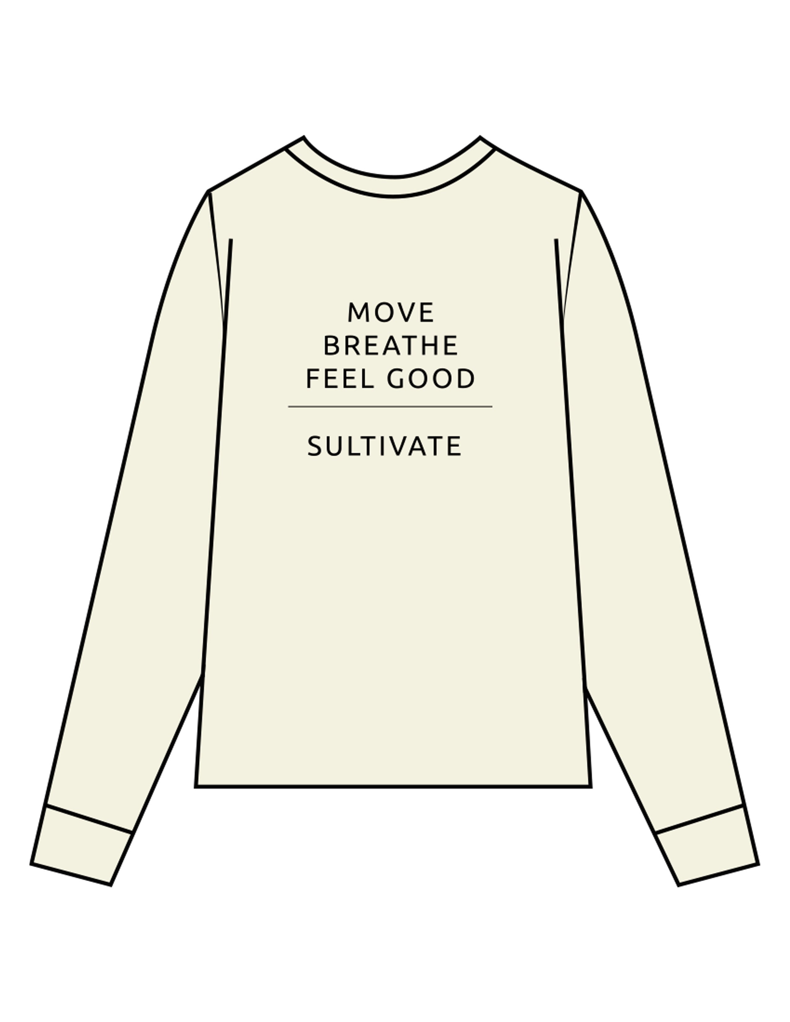 The Womens Oversized Long Sleeve - Butter - Sultivate - Left Chest & Back Stacked - Printed - Black
