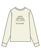 The Womens Oversized Long Sleeve - Butter - Sultivate - Left Chest & Back Stacked - Printed - Black