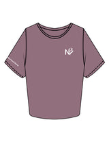 The Crop Tee - Mauve - Neighborhood Barre - Left Chest "NB" & Right Sleeve - Printed - Warm White