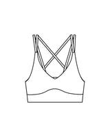 The Strappy Bra - White - Evolve Collective - Center Back - Printed - Black