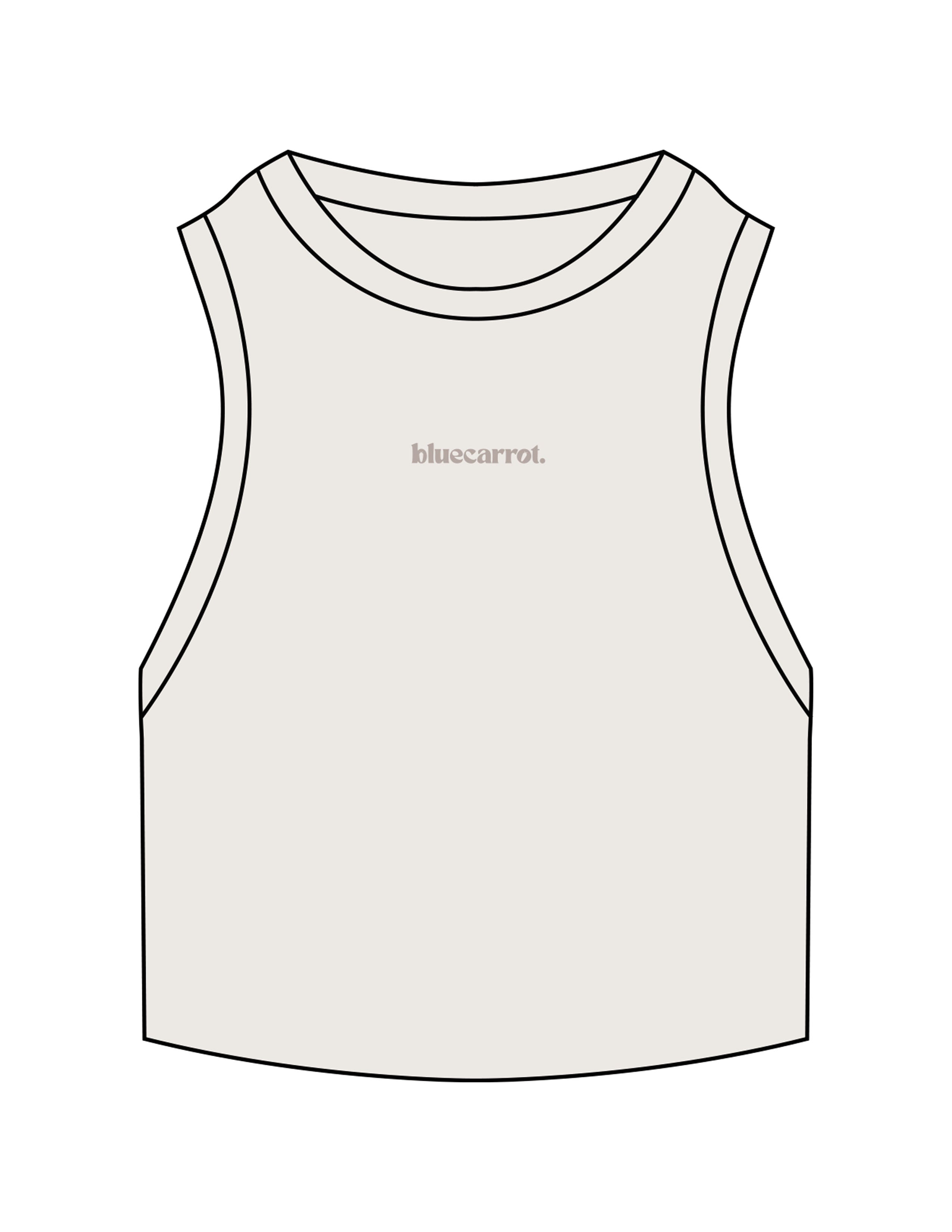 The Ribbed Crop Tank - Bone - BlueCarrot - Center Chest - Embroidered - Tone on Tone