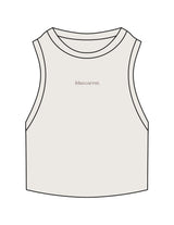 The Ribbed Crop Tank - Bone - BlueCarrot - Center Chest - Embroidered - Tone on Tone
