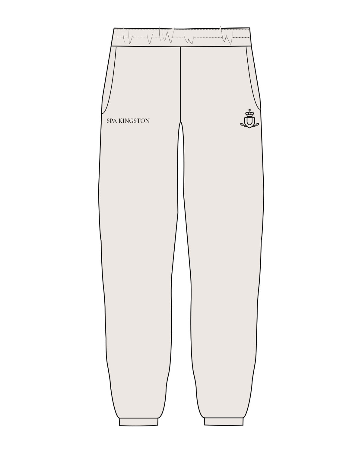The Womens Sweatpants - Bone - Spa Kingston - Left & Right Leg - Printed - Black