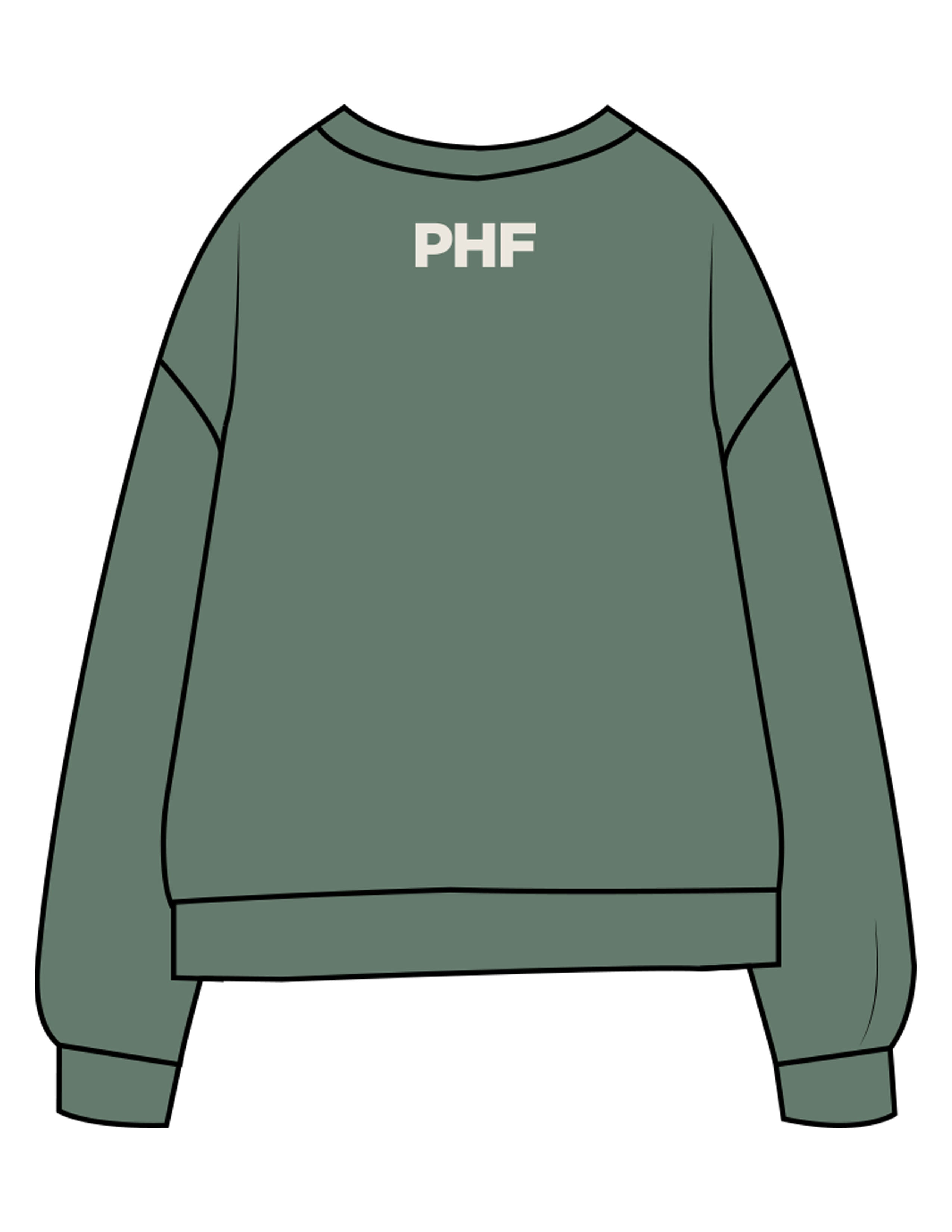 The Midweight Unisex Crewneck - Washed Alpine - Powerhouse Fitness - Full Front & Back Neckline - Printed - Off White