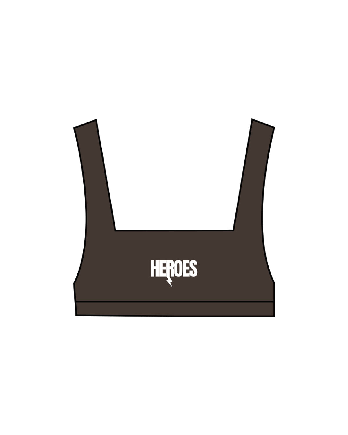 The Box Cut Bra - Cafe - Heroes Fitness - Center Chest - Printed - White