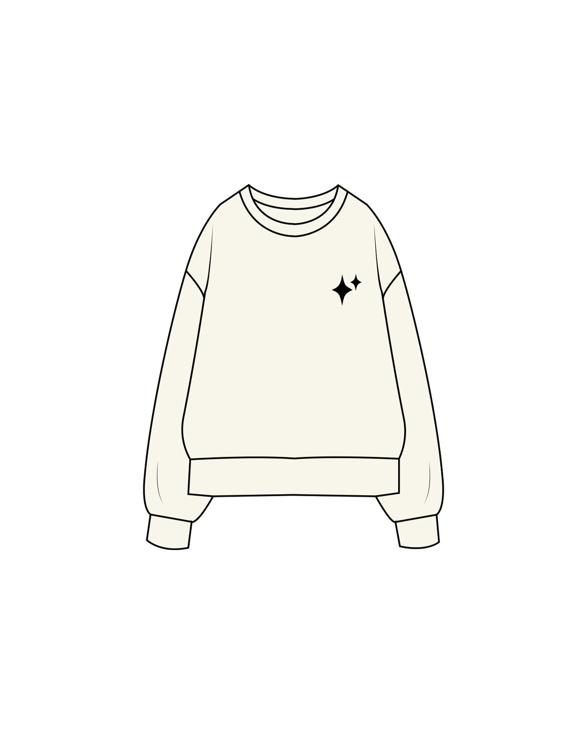 The Womens Heavyweight Crewneck - Off White - New Mom School - Left Chest Logo & Center Back Stacked - Printed - Black