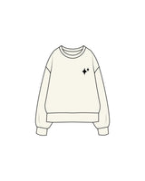 The Womens Heavyweight Crewneck - Off White - New Mom School - Left Chest Logo & Center Back Stacked - Printed - Black