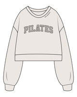 The Womens Crop Crewneck - Bone - Onyx & Ivory - Center Chest Arc & Front Neckline - Printed - Full Color