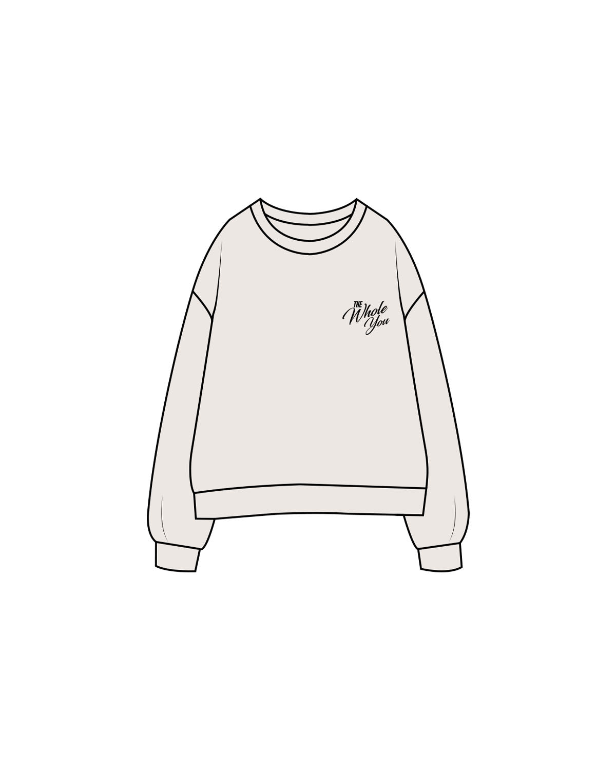 The Womens Crewneck - Bone - The Whole You Wellness - Left Chest & Back Image - Printed - Full Color
