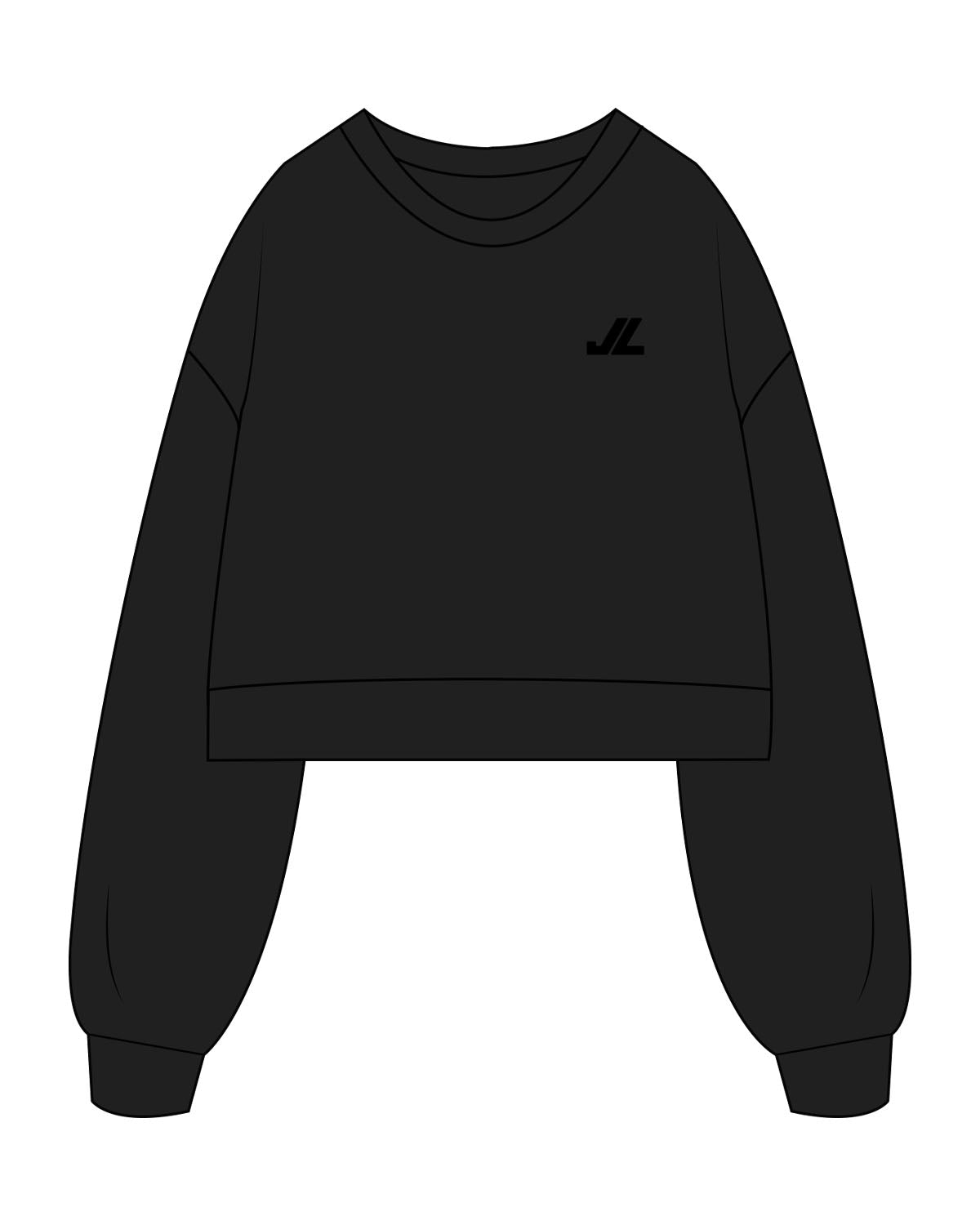 The Womens Crop Crewneck - Black - JL Marketing - Left Chest - Printed - Tone on Tone