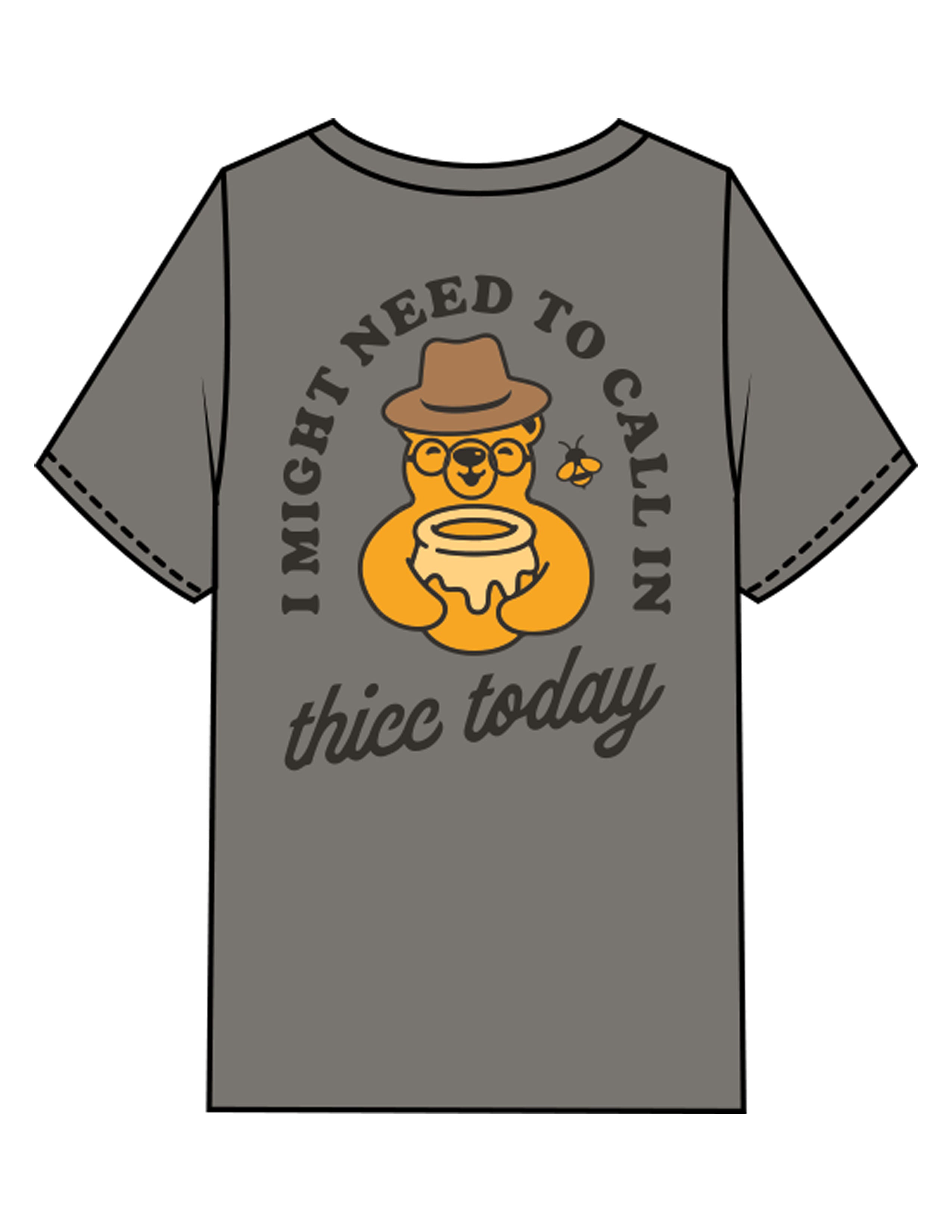 The Mens Heavyweight Tee - Washed Gray - Try Smile Collective - Left Chest & Back Bear - Printed - Full Color