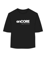 The Oversized Crop Tee - Black - enCore Pilates - Center Chest Stacked - Printed - White