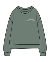 The Midweight Unisex Crewneck - Washed Alpine - Pilates Baddie - Left Chest Arc & Back Round - Printed - White