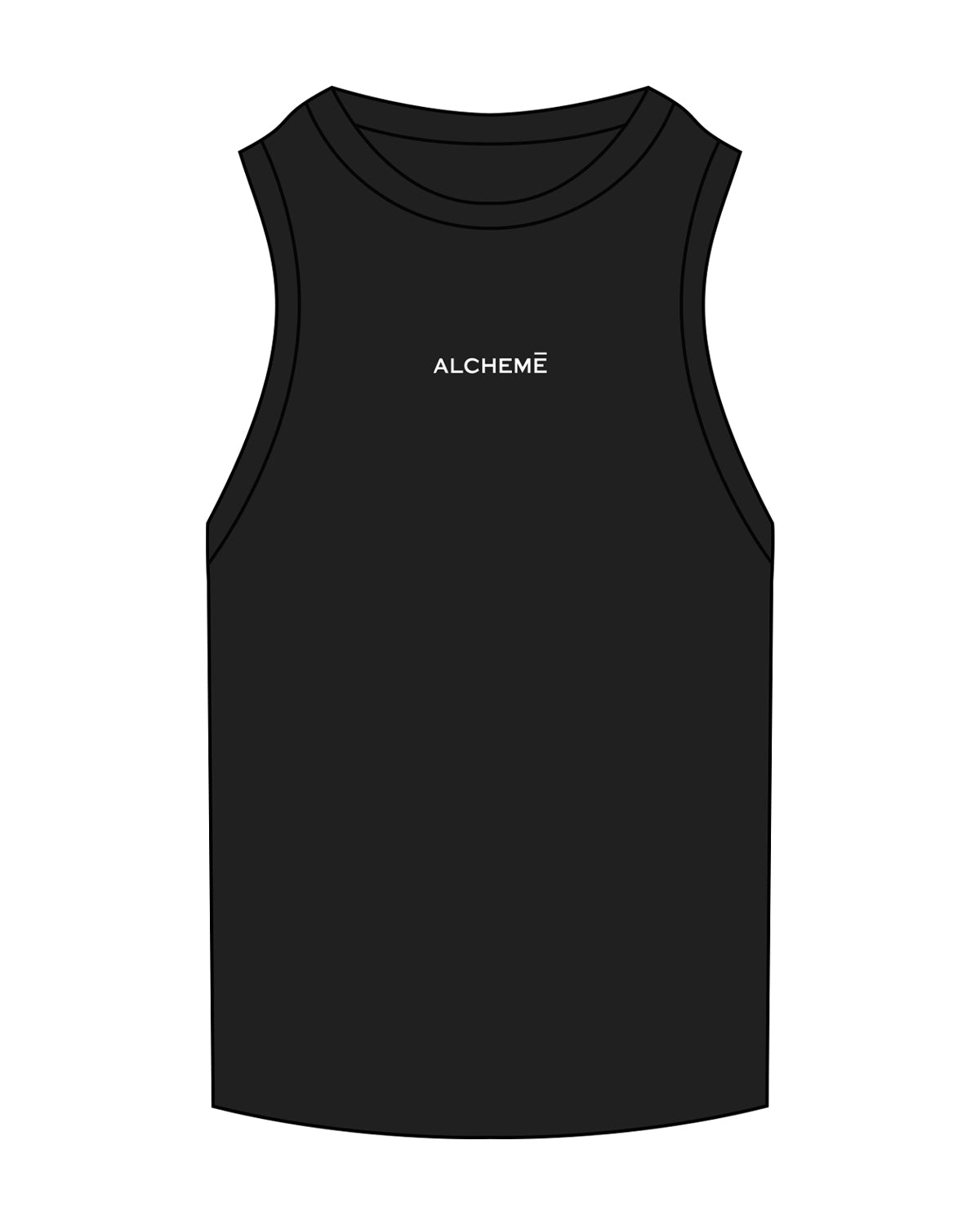 The Ribbed Full Length Tank - Black - ALCHEME - Center Chest - Embroidered White