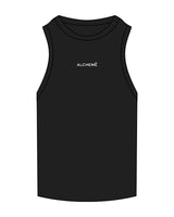 The Ribbed Full Length Tank - Black - ALCHEME - Center Chest - Embroidered White