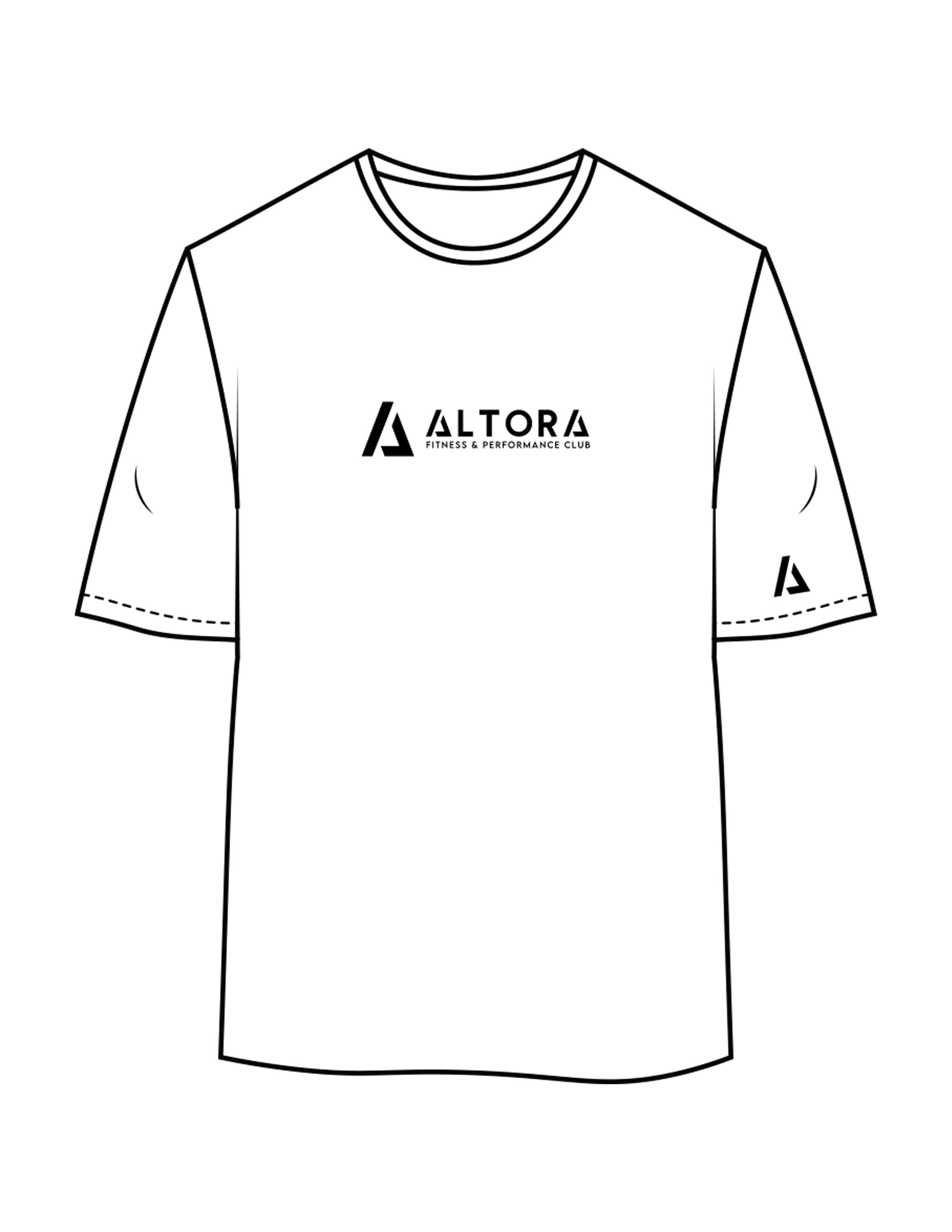The Womens Oversized Tee - White - ALTORA - Center Chest & Left Sleeve - Printed - Black