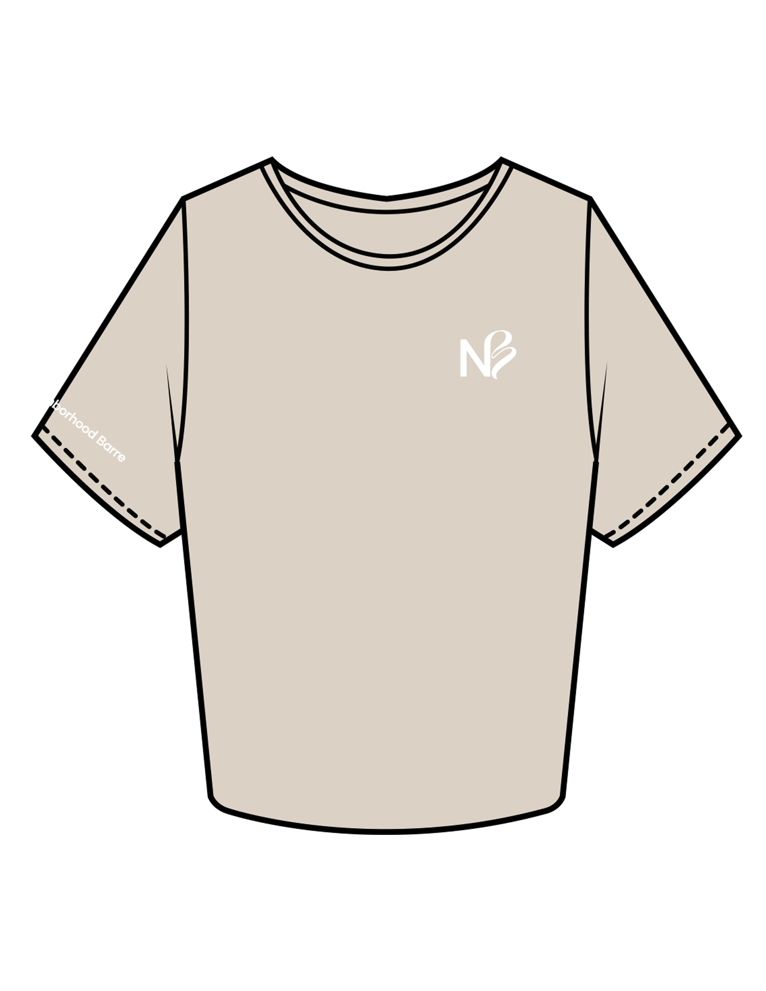 The Crop Tee - Bone - Neighborhood Barre - Left Chest "NB" & Right Sleeve - Printed - Warm White