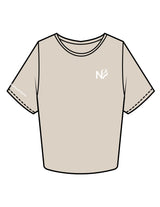 The Crop Tee - Bone - Neighborhood Barre - Left Chest "NB" & Right Sleeve - Printed - Warm White