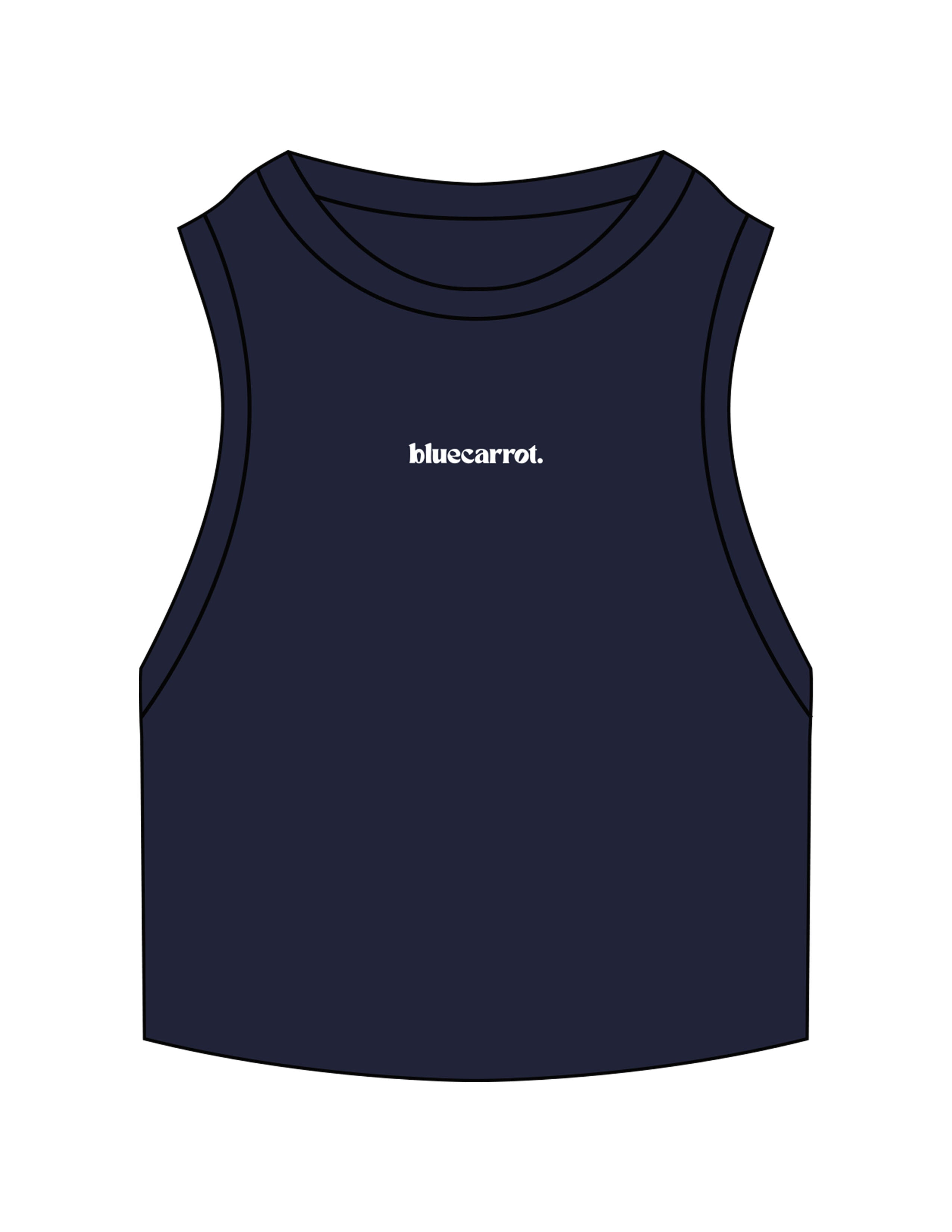 The Ribbed Crop Tank - Navy - BlueCarrot - Center Chest - Embroidered - White