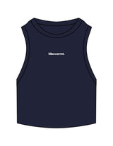 The Ribbed Crop Tank - Navy - BlueCarrot - Center Chest - Embroidered - White