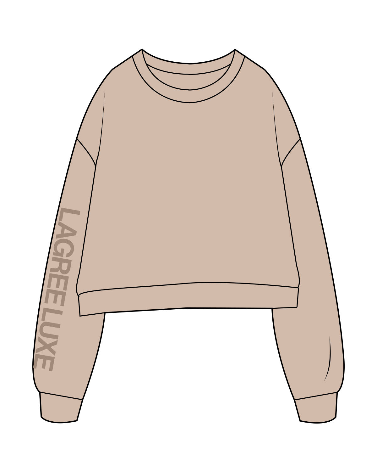 The Studio Crop - Taupe - Lagree Luxe - Right Sleeve - Printed - Tone on Tone