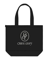 The Zipper Tote Bag - Black - Onyx & Ivory - Center Body Stacked - Printed - Off White