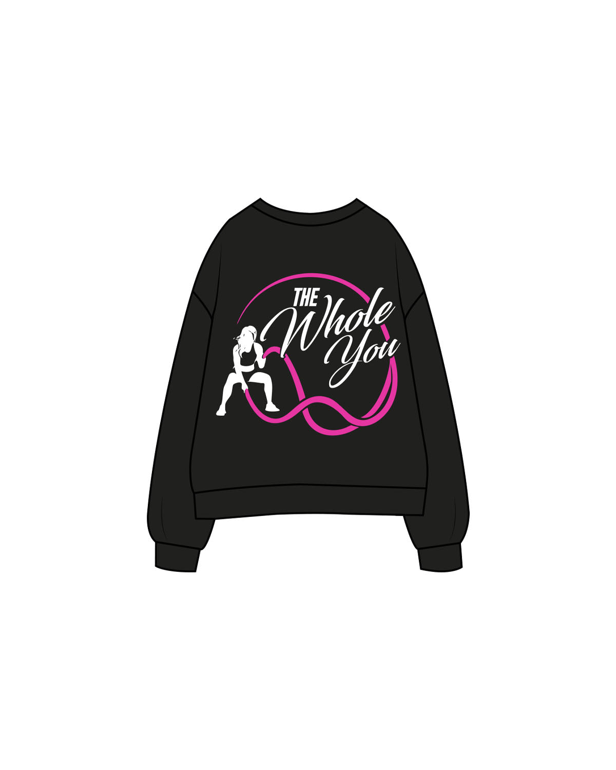 The Womens Crewneck - Black - The Whole You Wellness - Left Chest & Back Image - Printed - Full Color