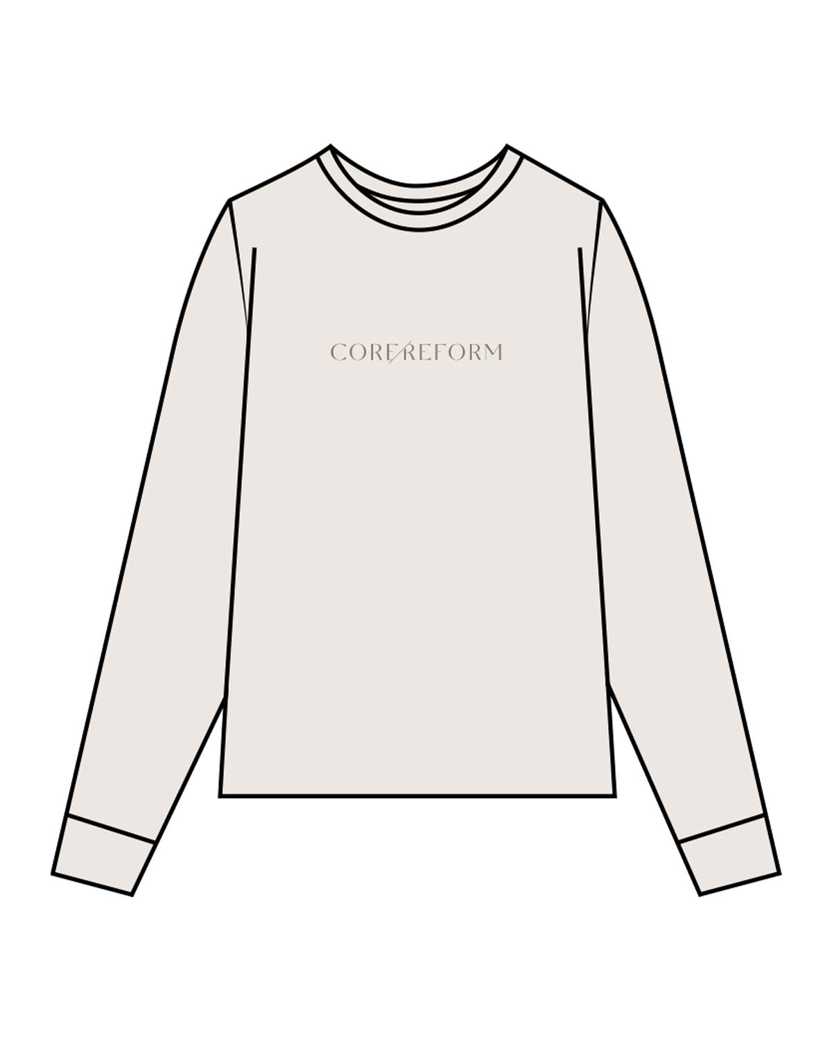 The Mens Long Sleeve - Bone - Core Reform - Center Chest & Back Stacked - Printed - Army