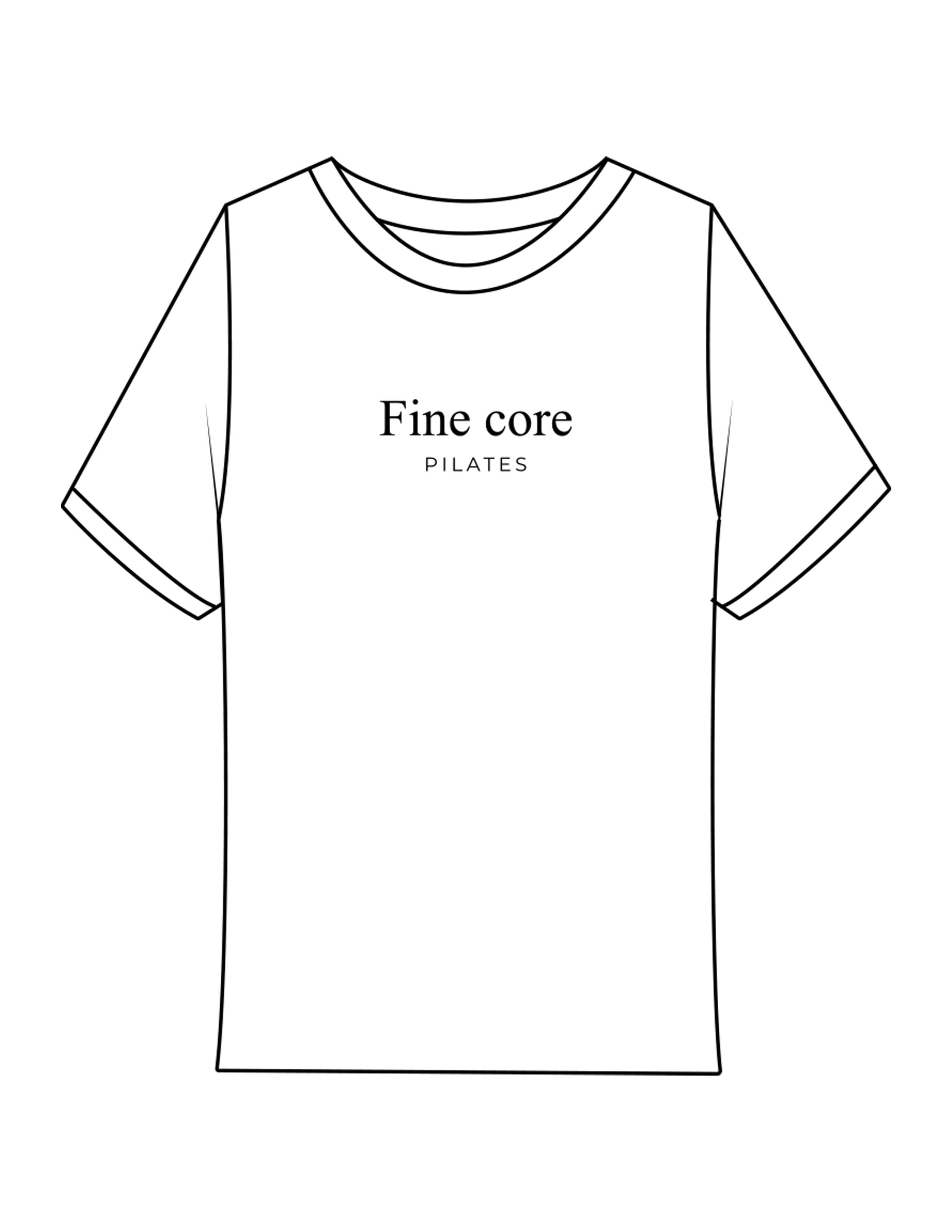 The Ribbed Baby Tee - White - Fine Core Pilates - Center Chest Stacked - Printed - Black