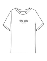 The Ribbed Baby Tee - White - Fine Core Pilates - Center Chest Stacked - Printed - Black