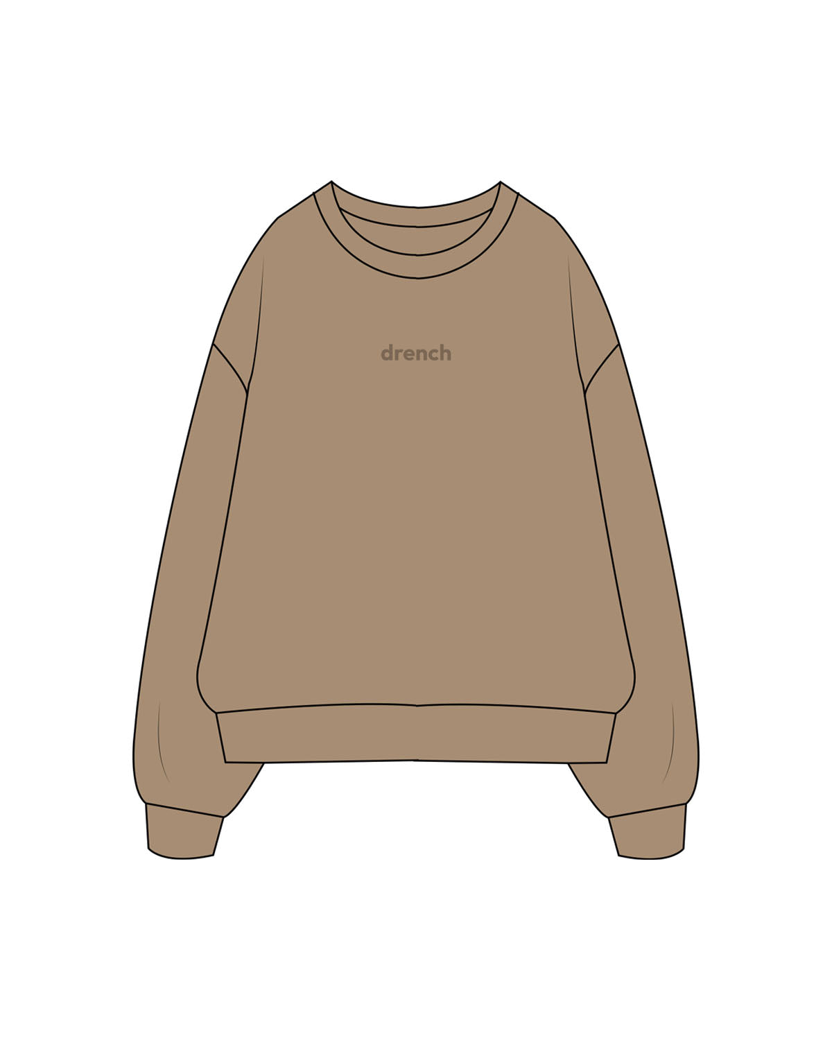 The Mens Crewneck - Sand - Drench - Center Chest - Embroidered - Tone on Tone