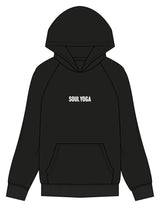 The Mens Hoodie - Black - SOUL YOGA - Center Chest - Printed - White