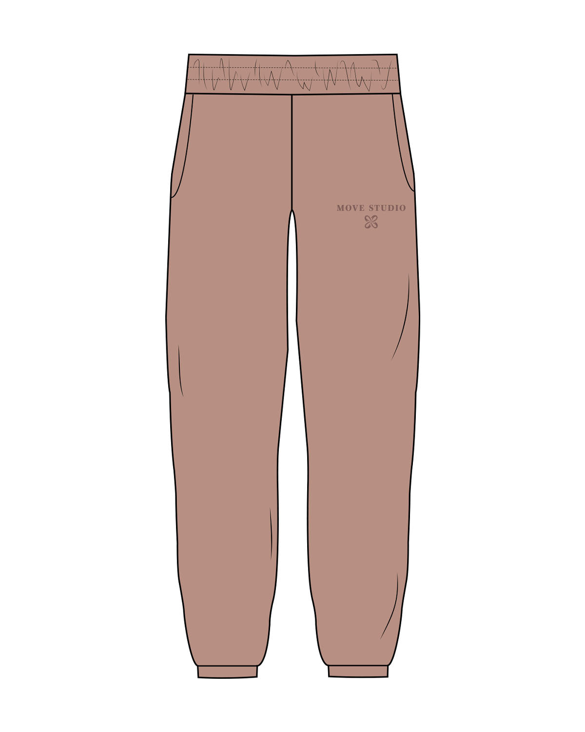 The Womens Sweatpants - Clay - Move Studio - Left Leg Pocket - Printed - Tone on Tone