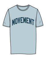 The Womens Tee - Pale Blue - Movement With Chels - Center Chest Arc - Printed - Dark Blue