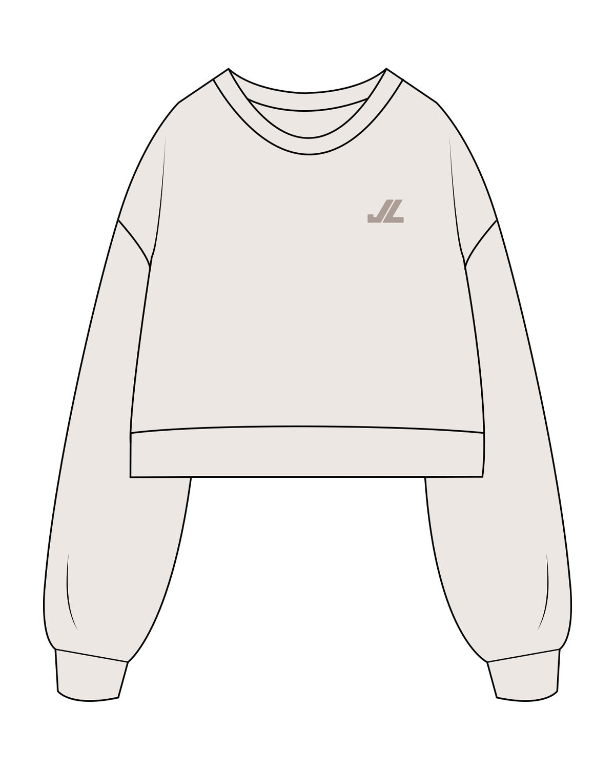 The Womens Crop Crewneck - Bone - JL Marketing - Left Chest - Printed - Tone on Tone