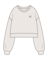 The Womens Crop Crewneck - Bone - JL Marketing - Left Chest - Printed - Tone on Tone
