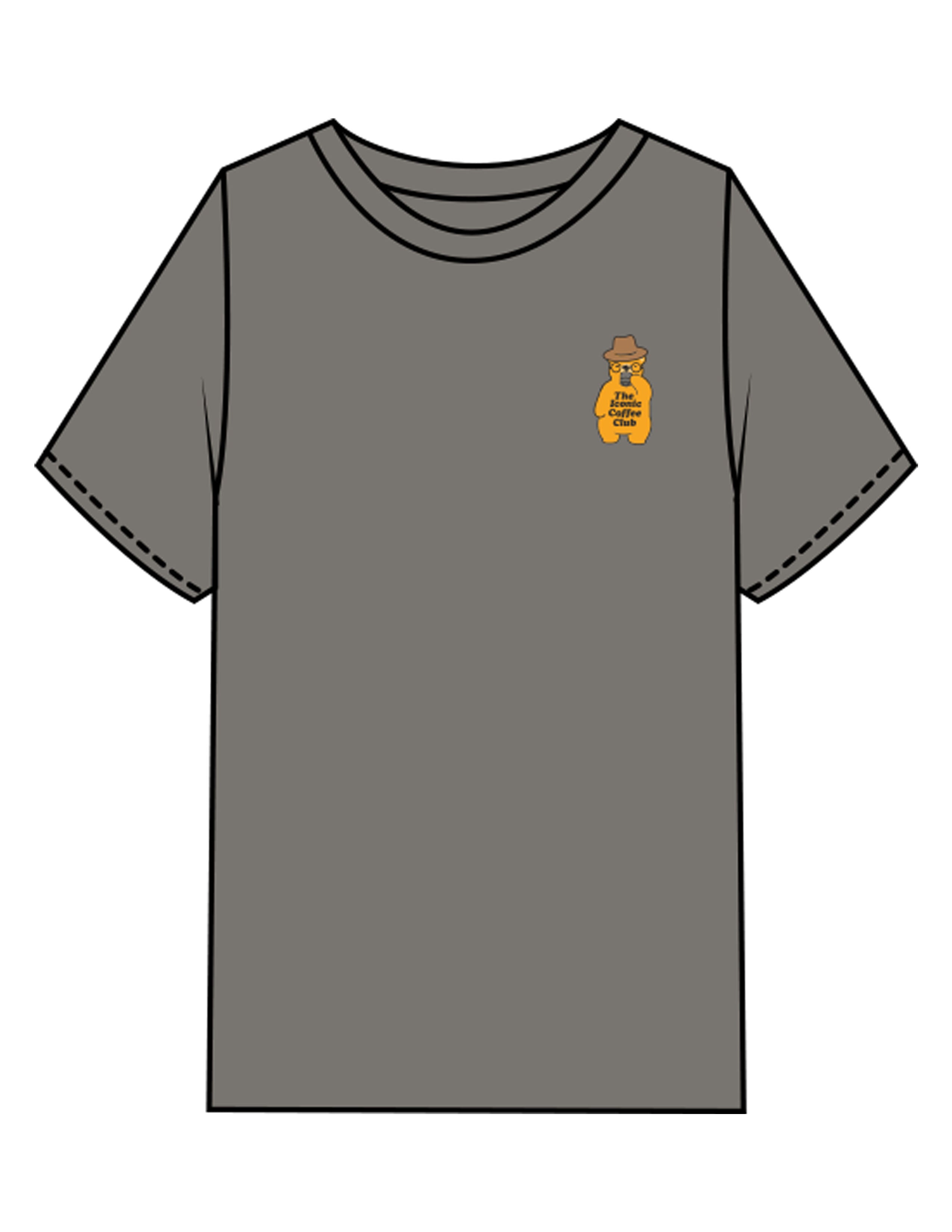 The Mens Heavyweight Tee - Washed Gray - Try Smile Collective - Left Chest & Back Bear - Printed - Full Color
