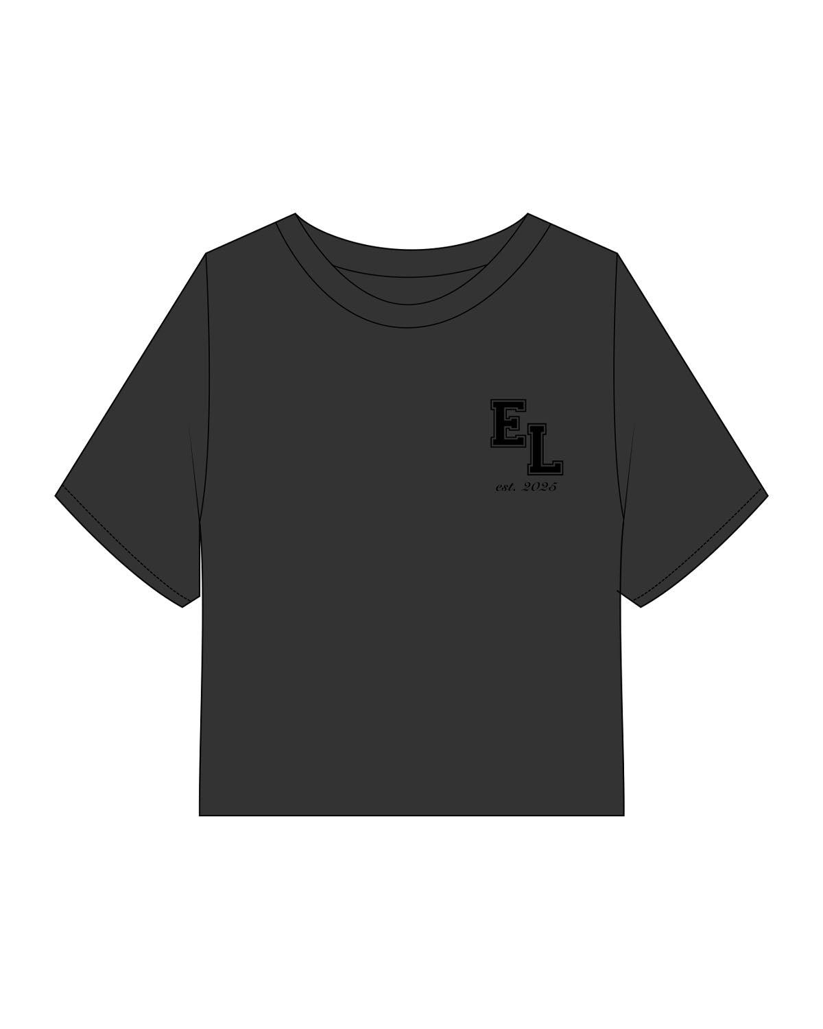 The Heavyweight Crop Tee - Washed Black - enCore Pilates - Left Chest Stacked - Embroidered - Black