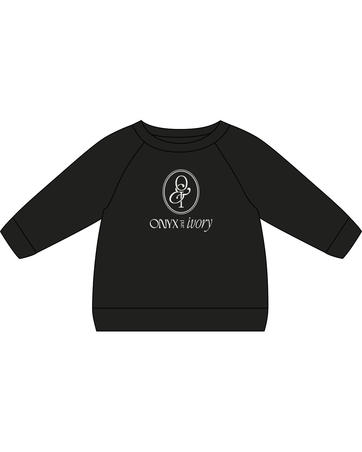 The Kids Crewneck - Black - Onyx & Ivory - Center Chest Stacked - Printed - Off White