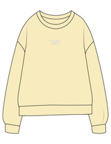The Midweight Unisex Crewneck - Washed Yellow - Golden Hour - Center Chest Stacked & Back Stacked w/ Script - Printed - Light Blue