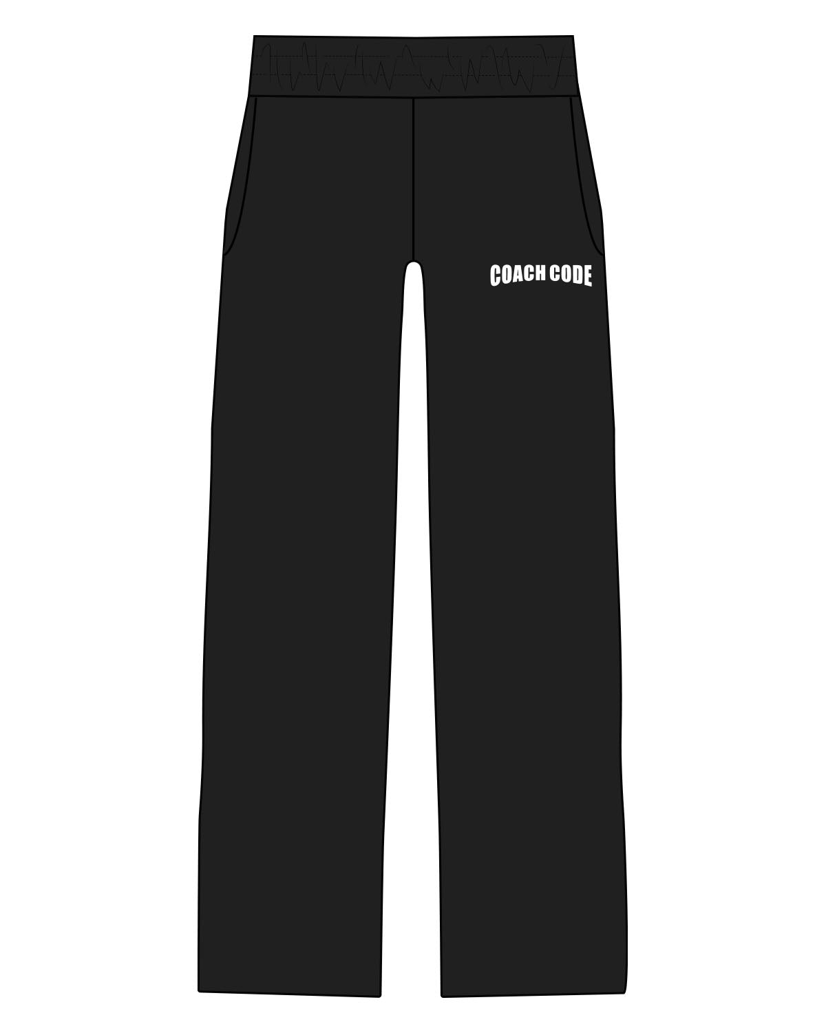 The Straight Leg Sweatpant - Black - Coach Code - Left Leg - Pocket - Printed - White